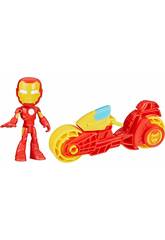Marvel Spidey And His Amazing Friends Figura Iron Man com Moto Hasbro F9346
