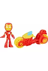Marvel Spidey And His Amazing Friends Figura di Iron Man con moto Hasbro F9346