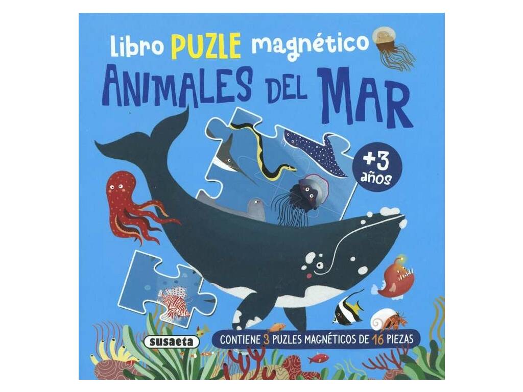 Livre de puzzles magnétiques sur les animaux de la mer avec 3 puzzles de 16 pièces
