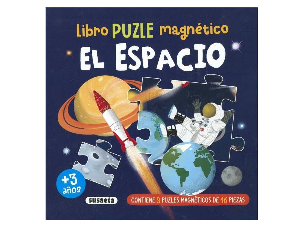 Livre puzzle magnétique L'espace avec 3 puzzles de 16 pièces