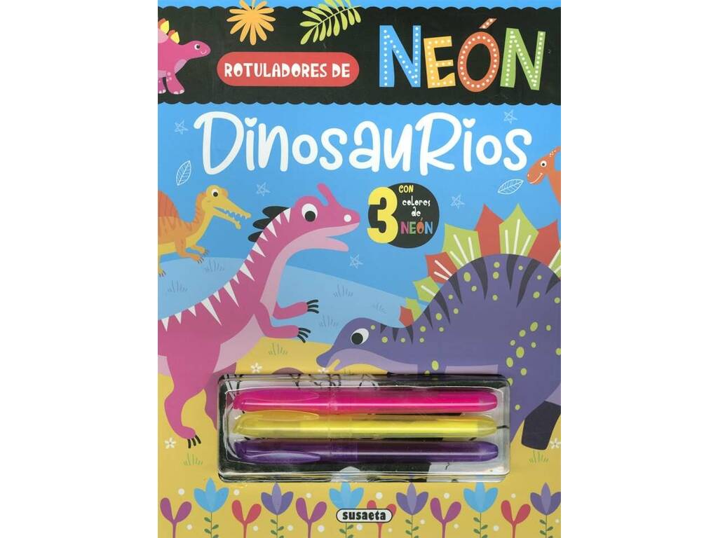 Livre des dinosaures Marqueurs néon Susaeta S6089001