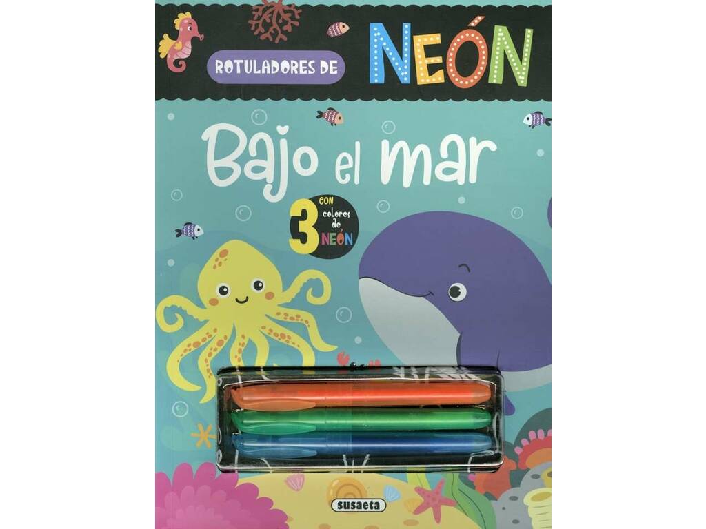 Pennarelli neon Libro da colorare sotto il mare Susaeta S6089003