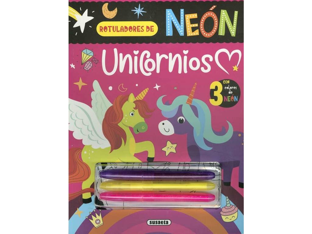 Rotuladores de Neón Libro para Colorear Unicornios Susaeta S6089004