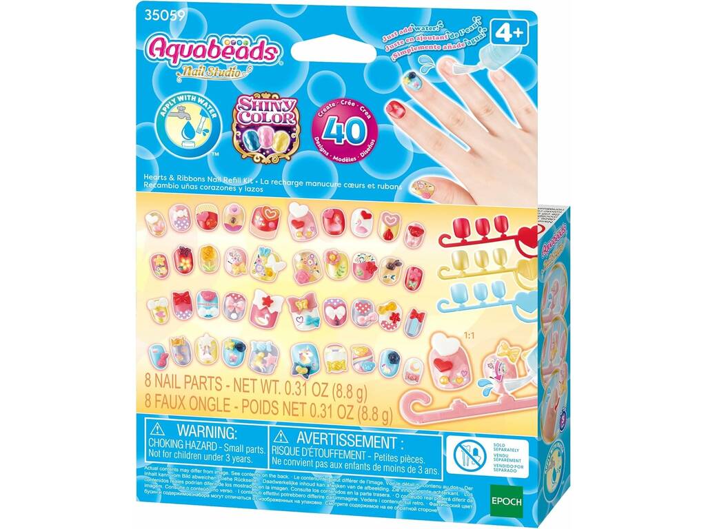 Aquabeads Set de rechange pour ongles Cœurs et nœuds