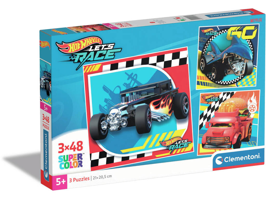 Puzzle 3x48 Hotwheels von Clementoni 25313