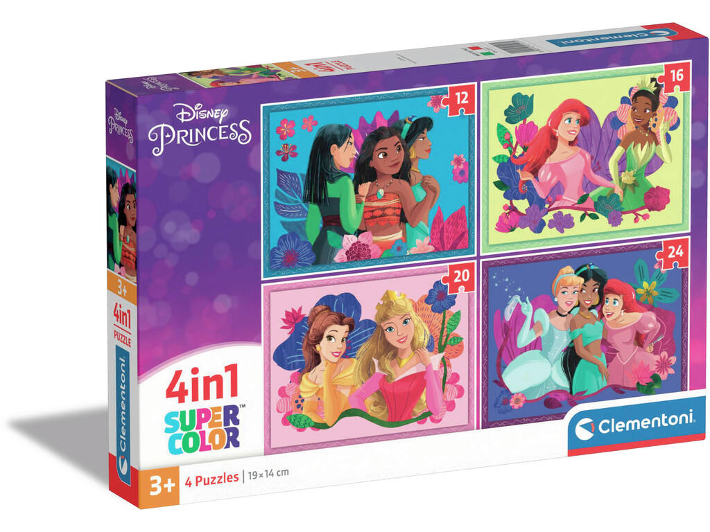 Puzzle Supercolor 4 en 1 Disney Princess Clementoni 21517