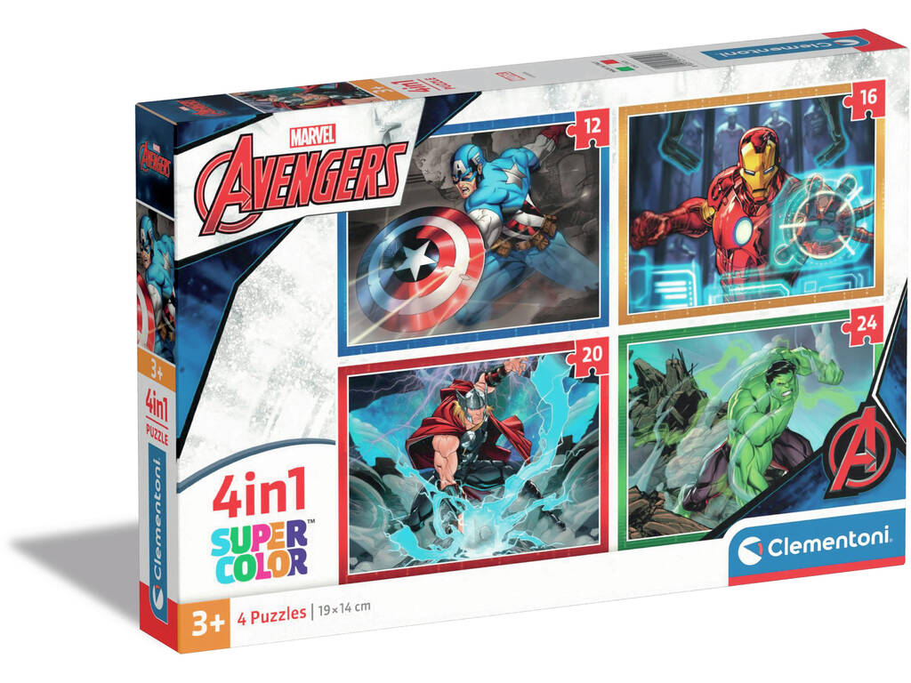 Puzzle Supercolor 4 en 1 Marvel Avengers Clementoni 21525