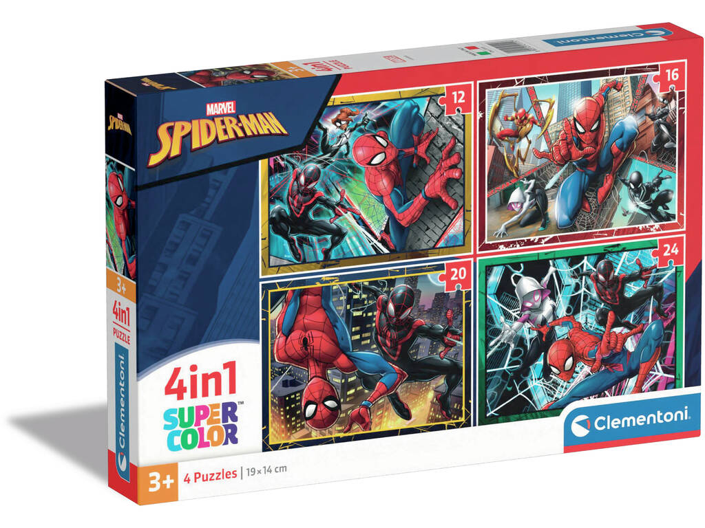Puzzle Supercolor 4 en 1 Spiderman Clementoni 21515
