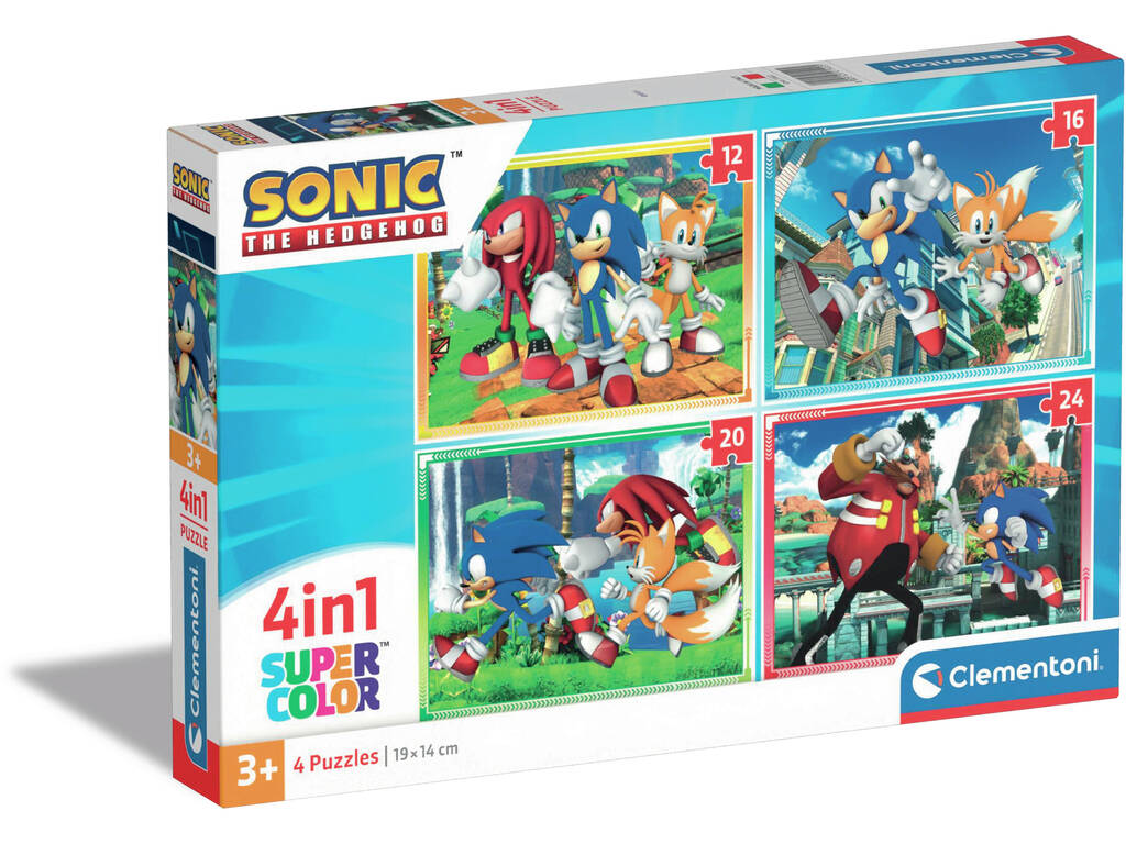 Puzzle Supercolor 4 en 1 Sonic Clementoni 21522
