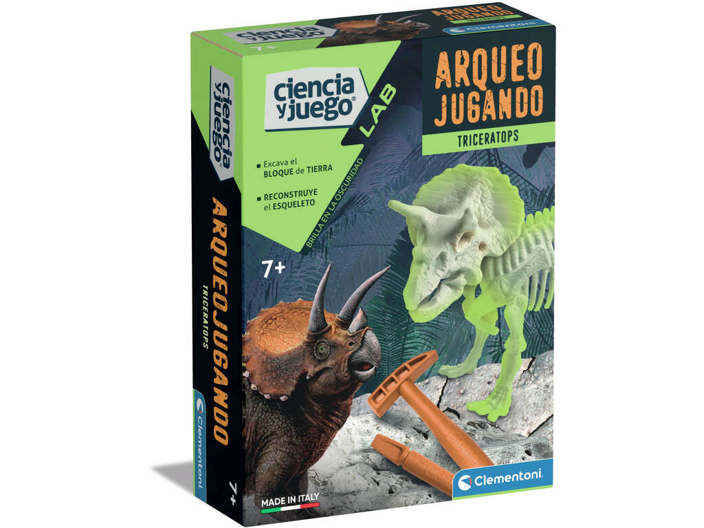 Science et jeu Arqueojugando Triceratops Fosforescente Clementoni 55538