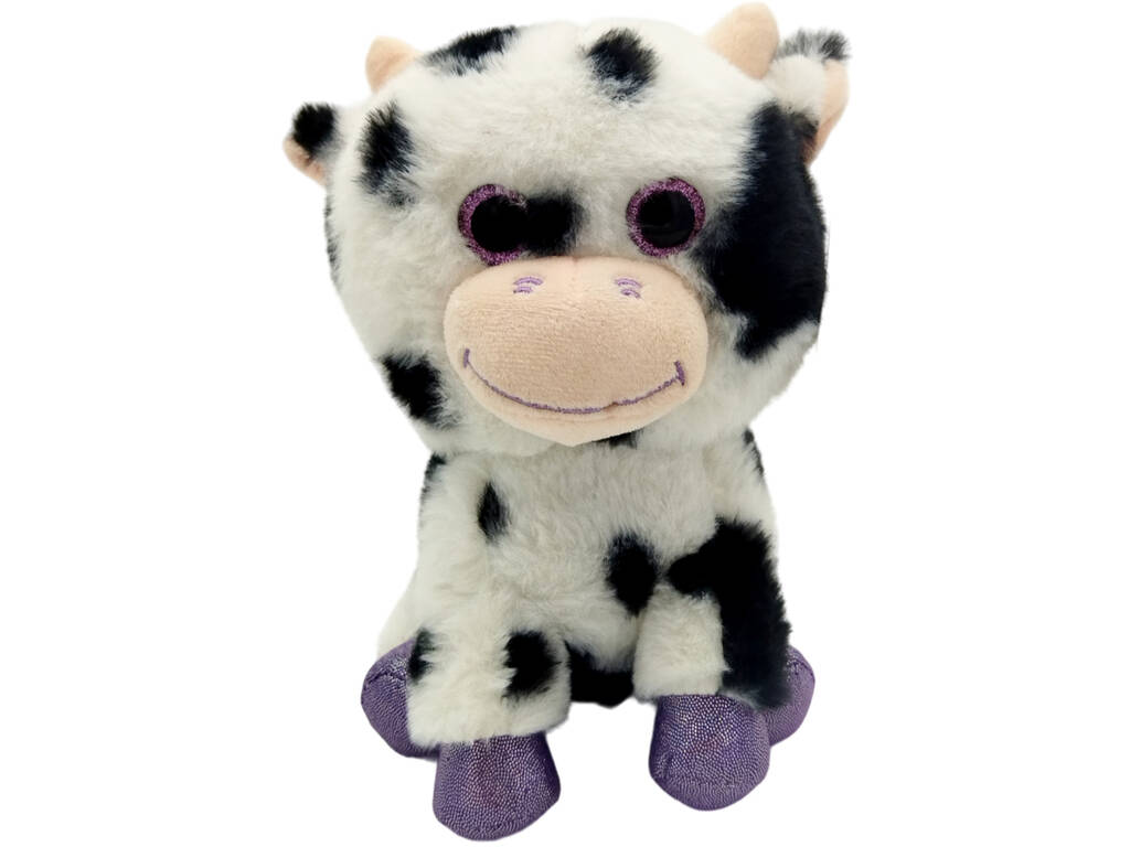 Peluche 22 cm Occhi Brillanti Mucca