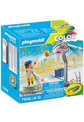 Playmobil Color Crayola Skateboarder avec ballon de basket