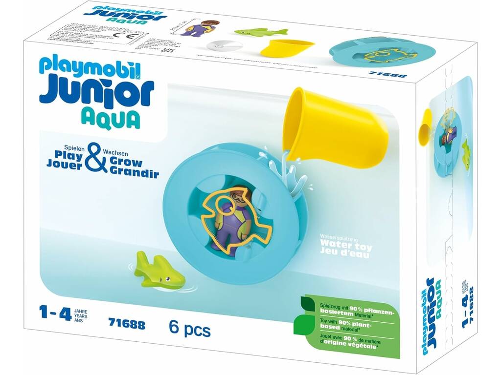 Playmobil Junior Aqua Rueda de Agua con Bebé Tiburón 71688