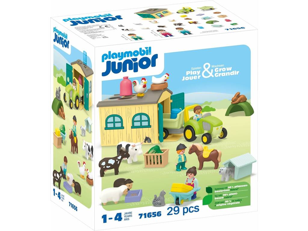 Playmobil Junior Avventura in fattoria con trattore, rimorchio e animali 71656