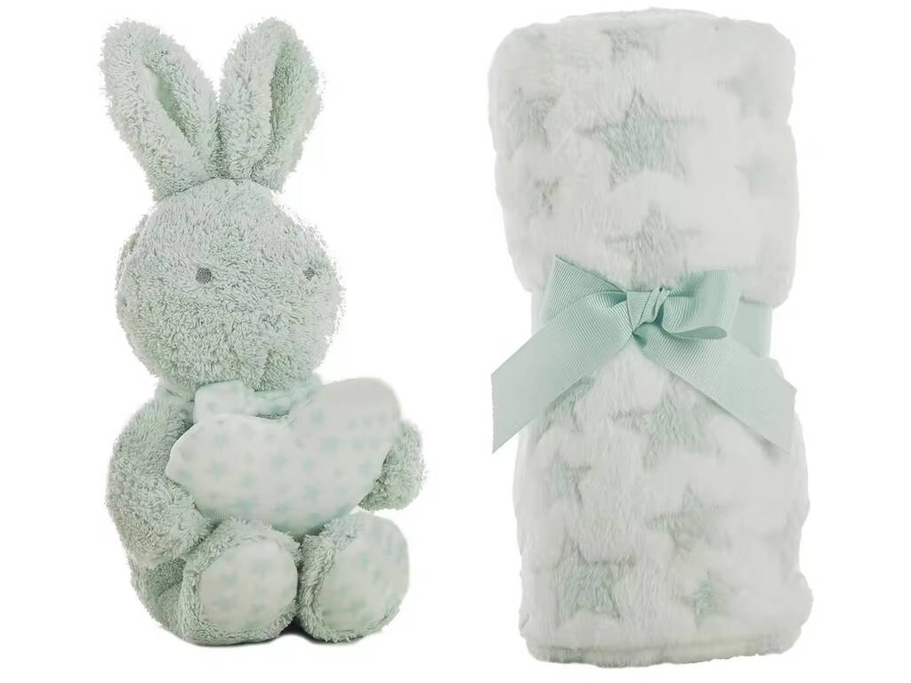 Set pour petits enfants Lapin en peluche 24 cm. et couverture Stars Creaciones Llopis 25525