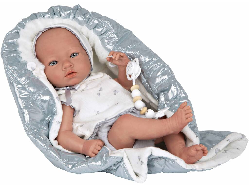 Puppe Reborn Baby 38 cm Borja Grau mit Decke Arias 98172