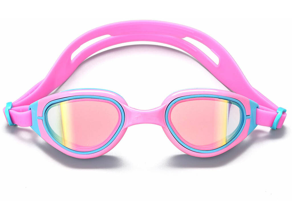 Rosa und blaue Schwimmbrille für Kinder mit Antibeschlag- und UV-Schutz