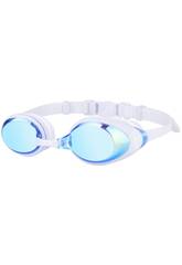 Lunettes de natation adultes bleues et blanches avec antibue et protection UV