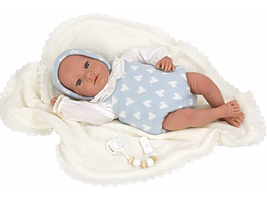 Bambola Bebè Reborn 45 cm. Ian Blu con coperta Arias 98142