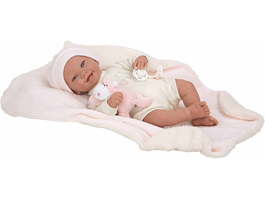 Bambola Bebè Reborn 45 cm. Viviane con coperta e peluche Arias 98147