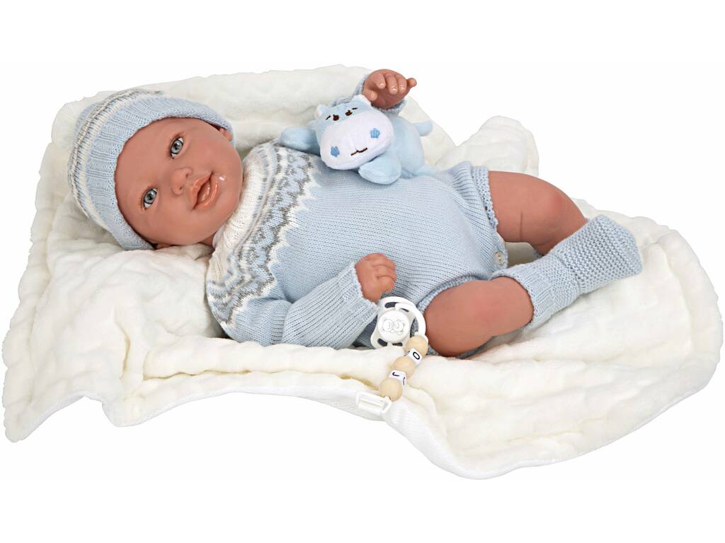 Reborn Baby Puppe 45 cm. Ibai mit Decke und Plüsch Arias 98153