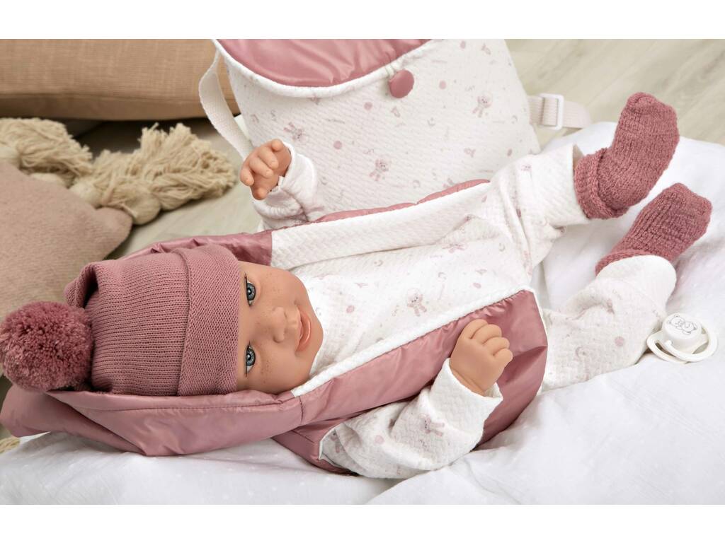 Muñeca Bebé Elegance Adi Rosa 45 cm. con Mochila Arias 65376