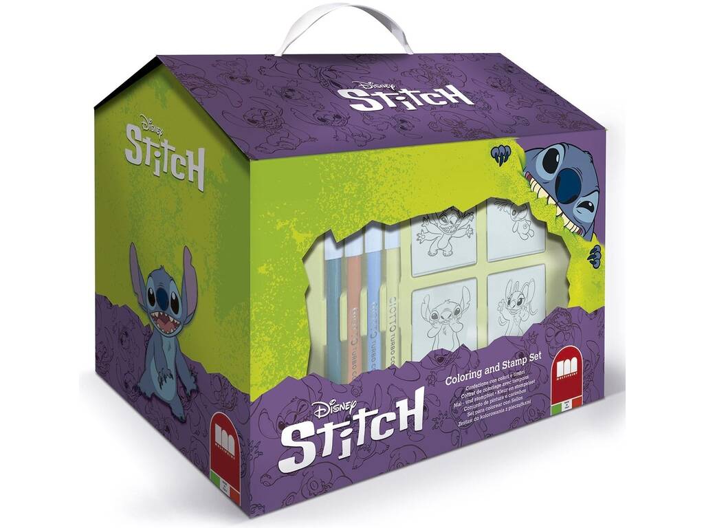 Stitch Caixa com Forma de Casa com 7 Carimbos e 7 Marcadores de Multiprint 9134