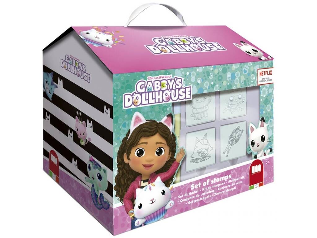 Gabby's Doll House Caixa com Forma de Casa com 7 Carimbos e 7 Marcadores de Multiprint 9117