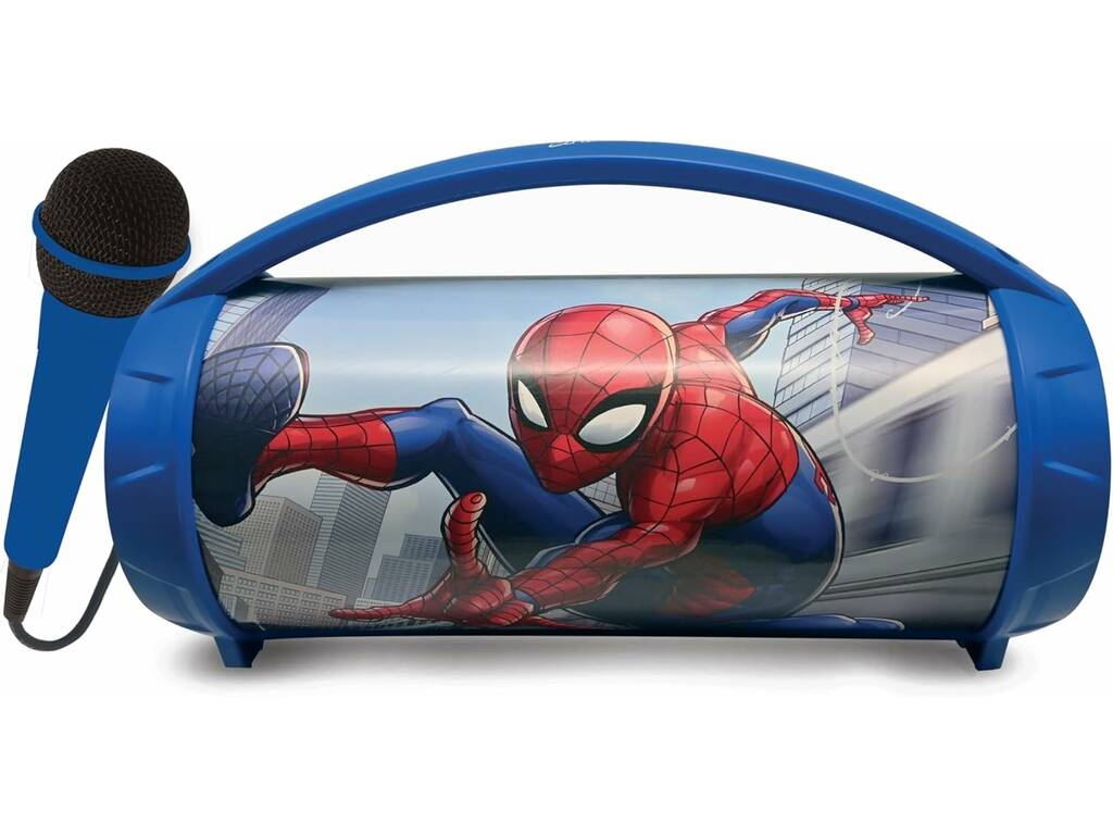 Spiderman Altavoz Bluetooth Portátil con Micrófono y Luz Lexibook BTP585SPZ