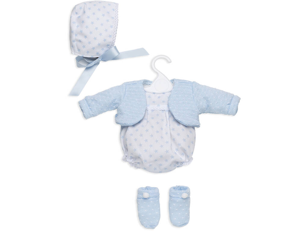 Babygrow Boneca Recém-Nascida 42 cm. Casaco de Malha Azul de Berbesa T5114