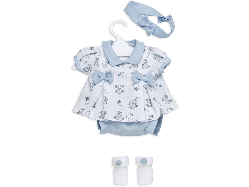 Robe de poupée nouveau-né 42 cm. Blanche avec bandeau et chaussons de Berbesa T5119