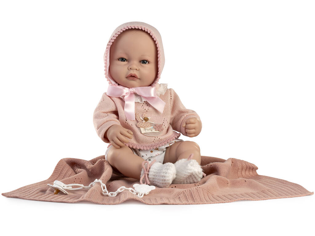 Neugeborenenpuppe Martina 42 cm mit Pullover und Schminkdecke von Berbesa 5500