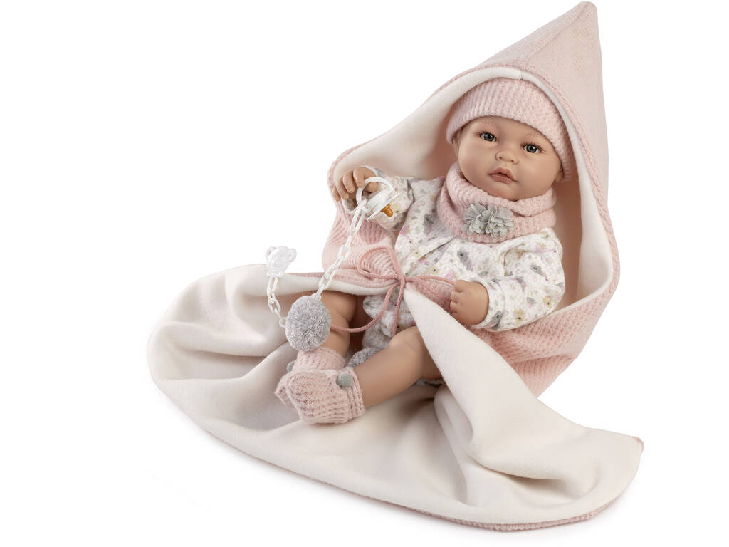 Neugeborenenpuppe Martina 42 cm mit Overall und Nana-Decke von Bebesa 5501