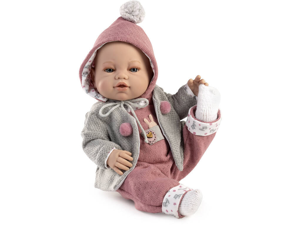 Muñeca Recién Nacida 42 cm. Chaqueta Gris y Gorrito de Berbesa 5124