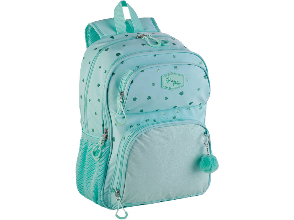 Blin Blin Corazones Menta Mochila Doble Compartimento Adaptable a Carro de Toybags T434-1033