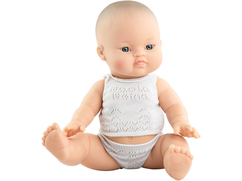 Boneca 34 cm Gordi Menina Asiática Pijama Branco Paola Reina 4005