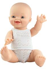 imagen Boneco 34 cm Gordi Menino Europeu Pijama Branco Paola Reina 4007