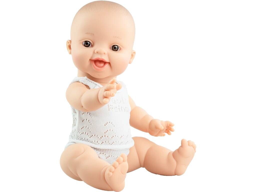 Boneco 34 cm Gordi Menino Europeu Pijama Branco Paola Reina 4008