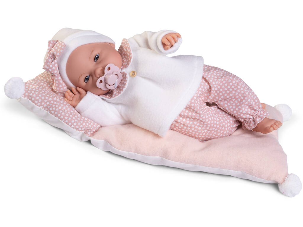 Puppe Baby Bimba Tränchen 37 cm mit Bettchen Antonio Juan 14363