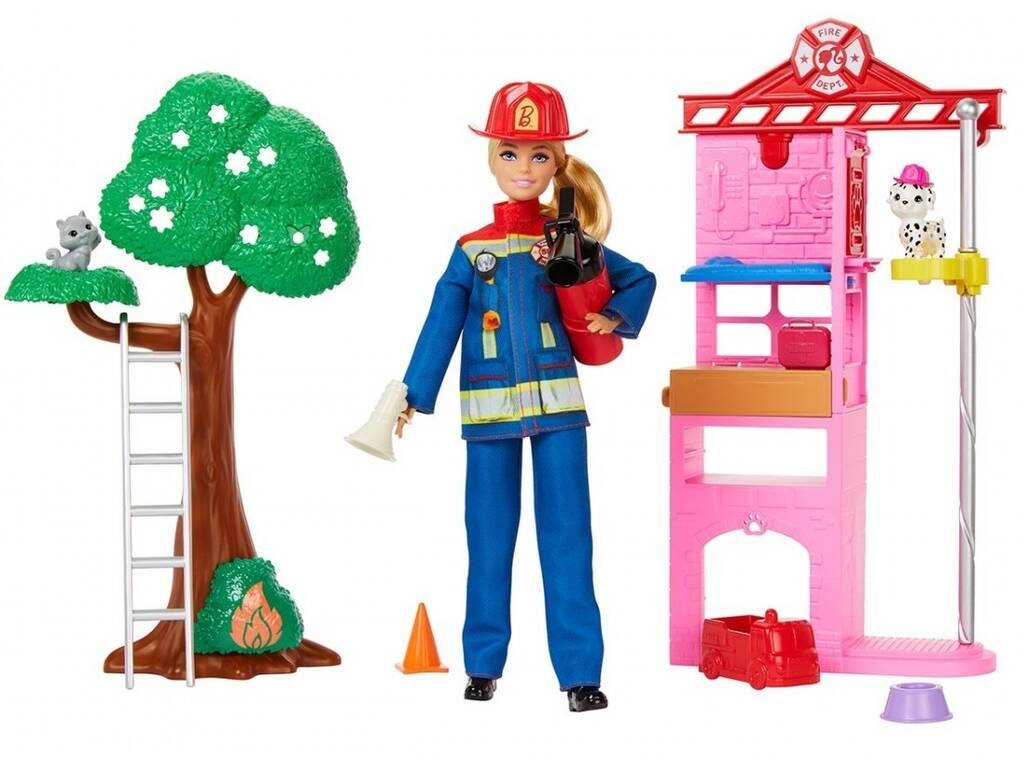 Barbie Bombera Con Estación De Bomberos de Mattel HRG55