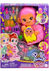 Polly Pocket Estuche Bolso Mamá Mono y Bebé de Mattel HWP04