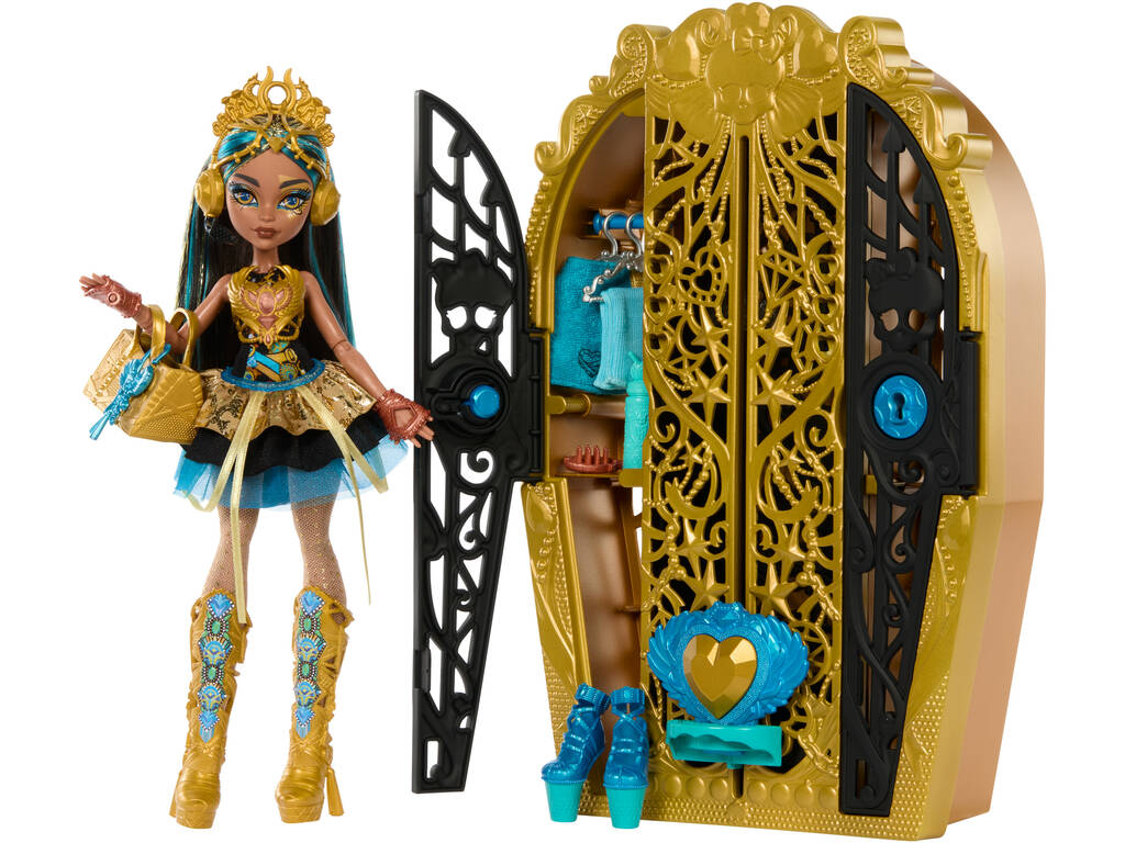 Monster High Skulltimate Secrets Cleo De Nile Puppe mit Kleiderschrank von Mattel HXH86