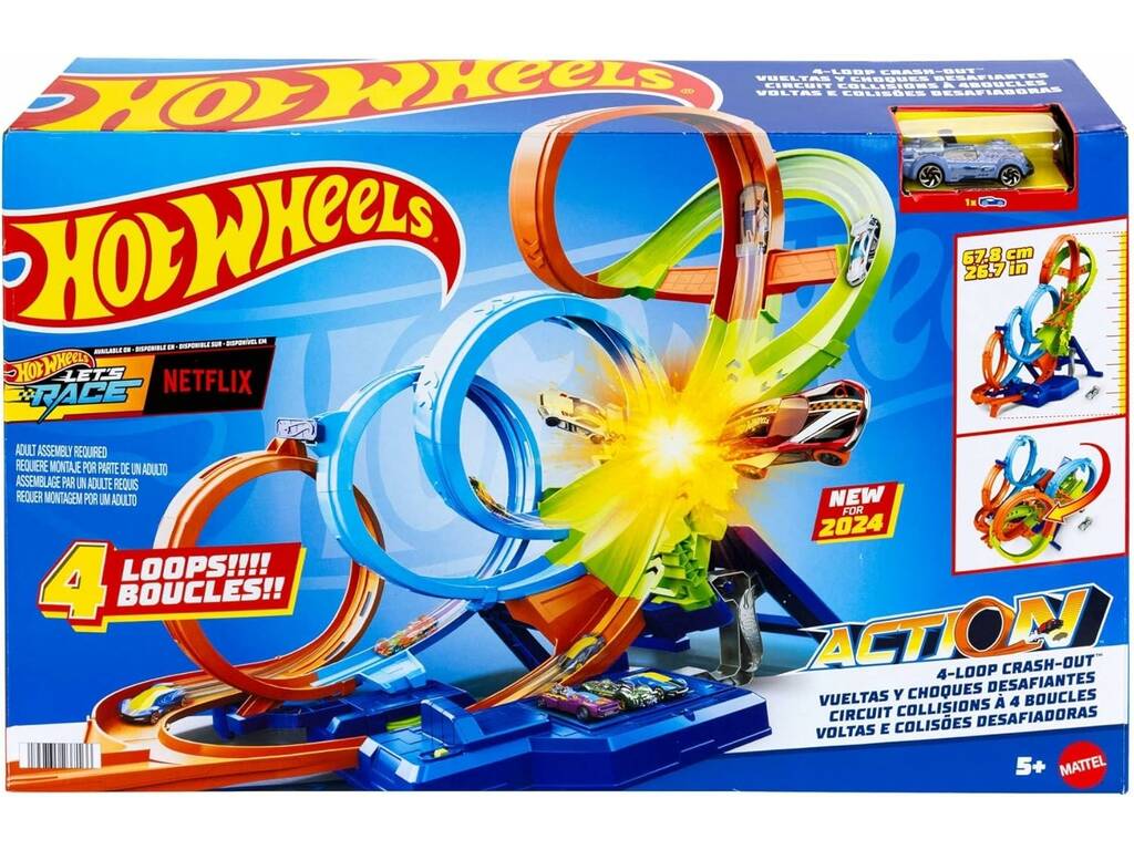 Hot Wheels Action Colision De 4 Loopings Mattel HXR70 Juguetilandia