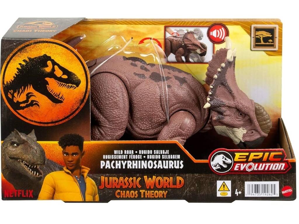 Jurassic World Chaos Theory Figura Pachyrhinosaurus Rugido Salvaje Mattel HTK72