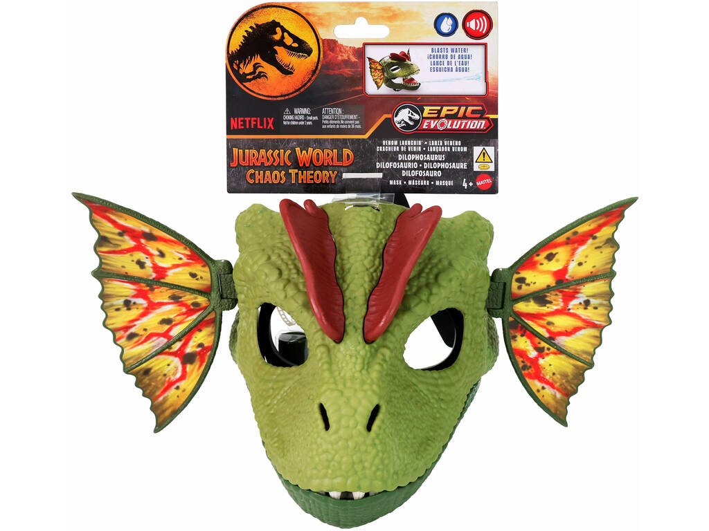 Jurassic World Chasos Theory Máscara Dilophosaurus Lanzamiento Venenoso Mattel HXF55