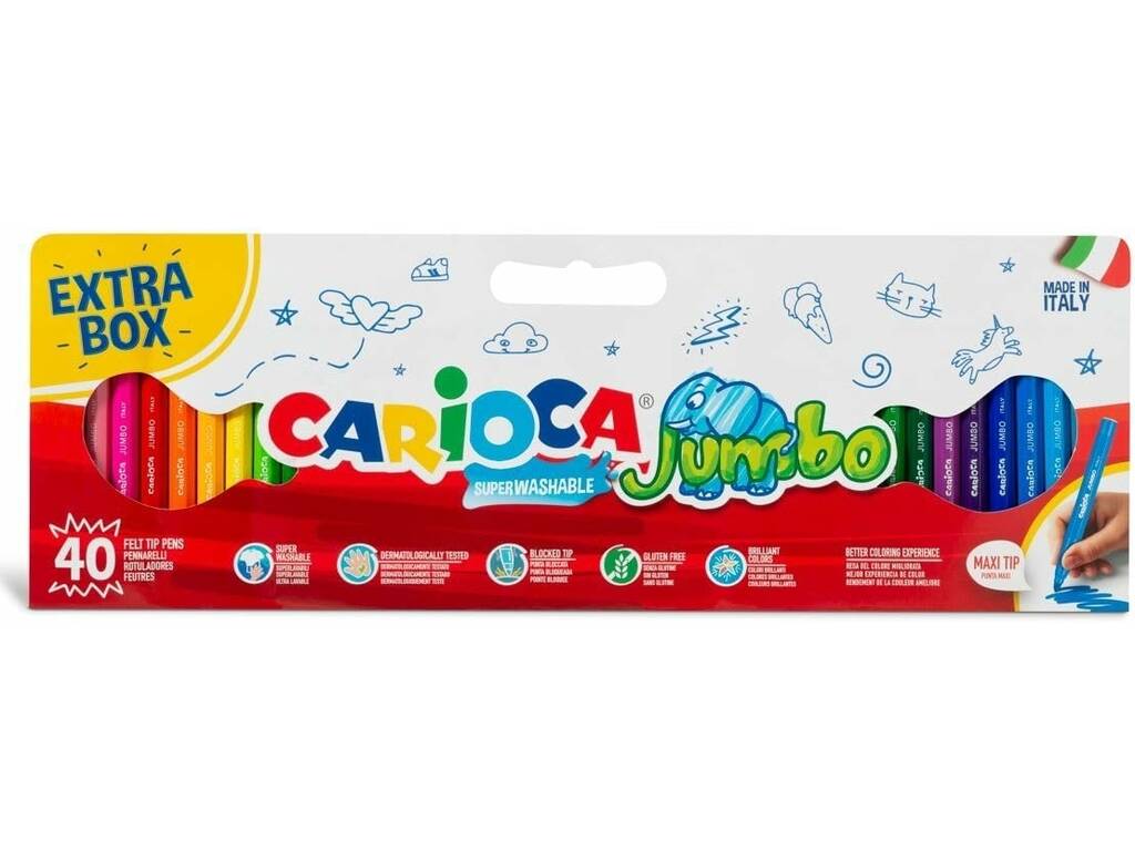 Pack di 40 pennarelli Jumbo con punta Maxi Carioca 41258