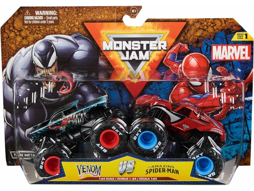 Monster Jam Marvel Pack 2 Vehículos 1:64 Spiderman VS Venom Spin Master 6071942