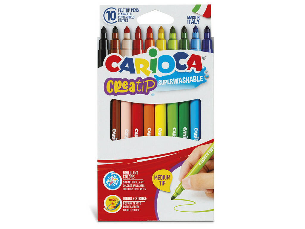 Pack di 10 penne Creatip con punta doppia Carioca 44001