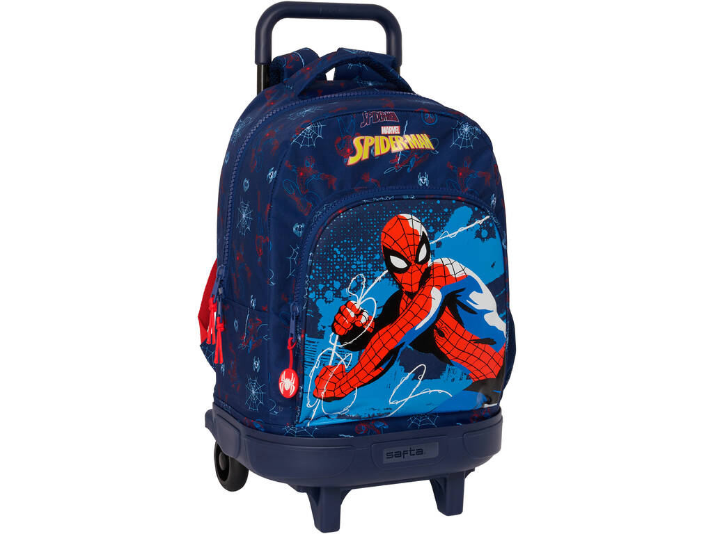 Mochila Grande con Ruedas Compact Extraible Spiderman Safta 612443918