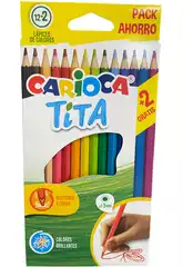Carioca Tita Pack 12+2 Lápices de Colores Brillantes